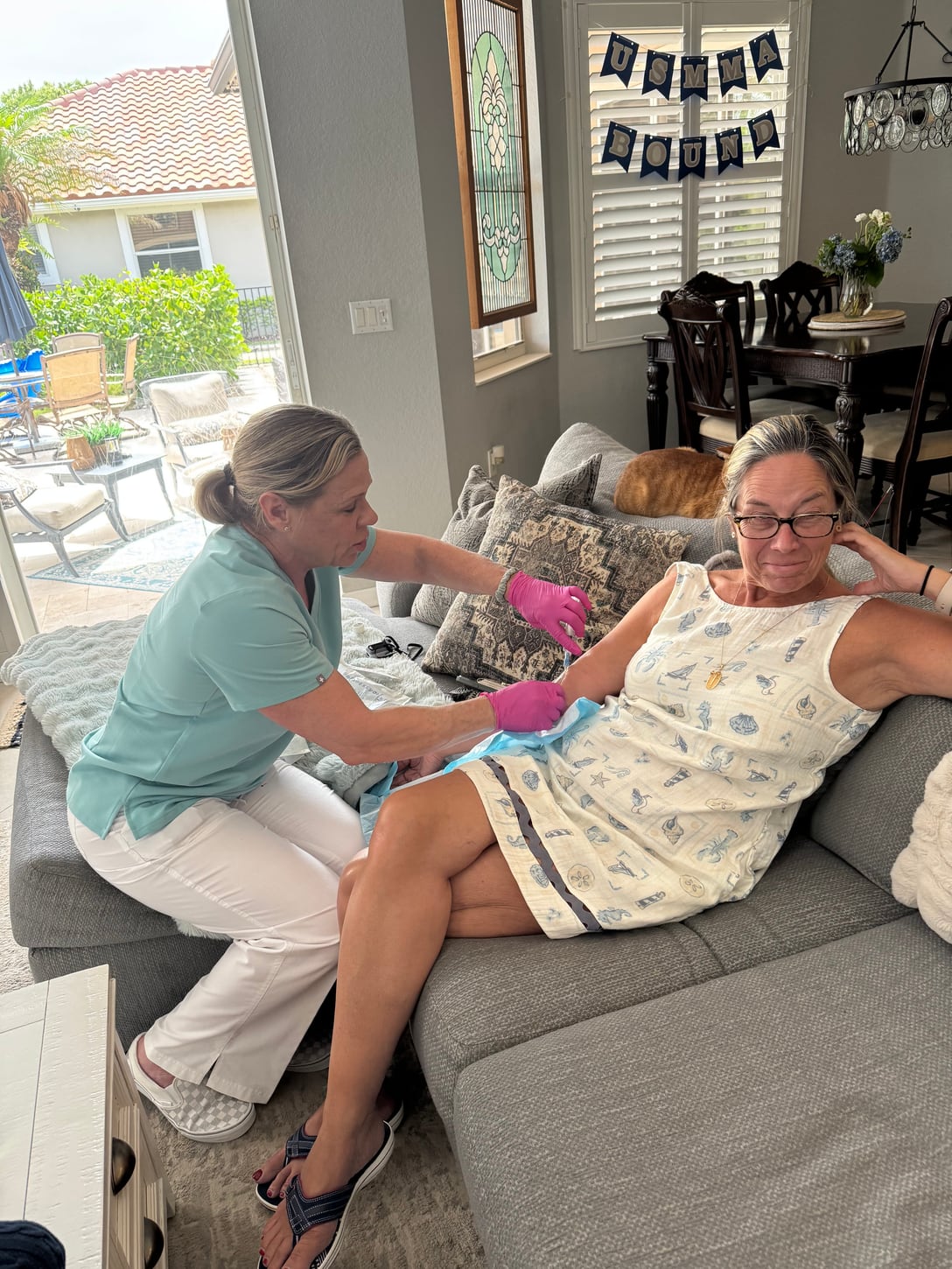 Sara, RN — founder of IV Salt Rejuvenation, on a home visit